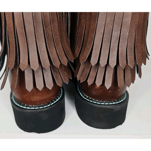 Justin Gypsy Brown Turquois Leather Cowgirl Boots Tassel Womens 9.5 L2932 Jewled - Picture 7 of 16
